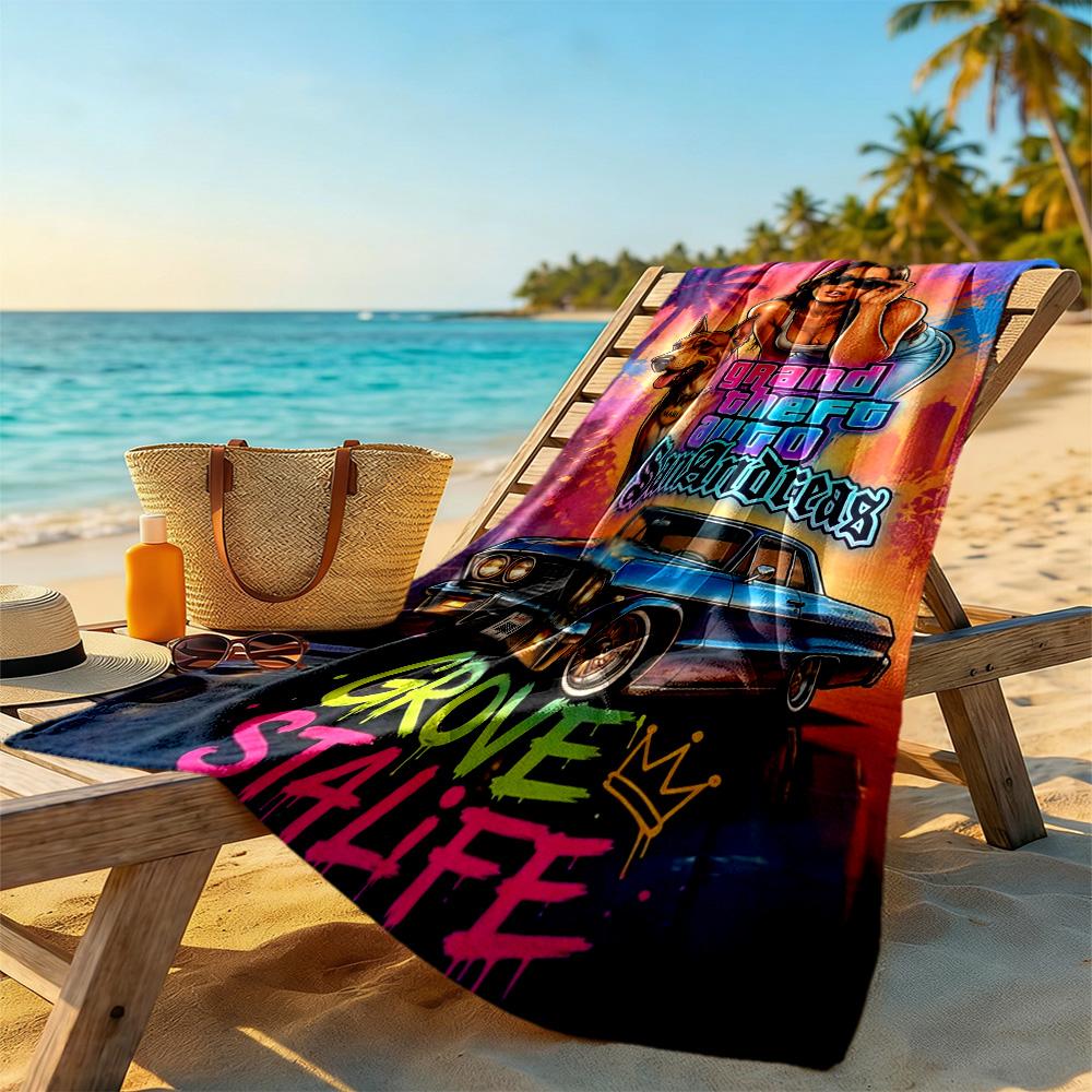 Grand Theft Auto Beach Towel Super Soft Absorbent Comfortable Lightweight Suitable for Swimming Gym Camping Yoga Vacation