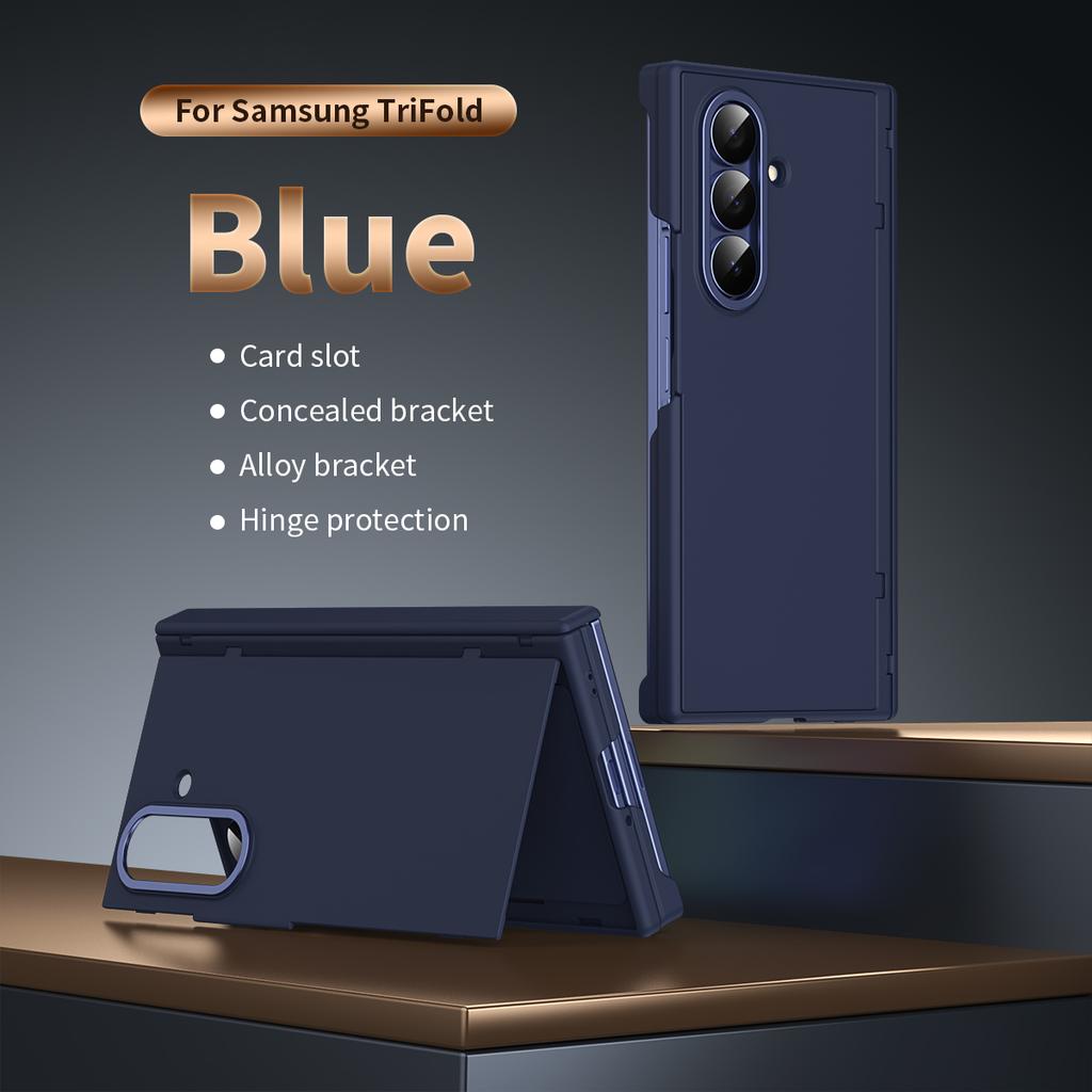 Для Samsung Z Trifold Чехол Невидимый Слот для Карты Защита Шарнира Освежающее Прикосновение Анти-Отпечатки Пальцев Подставка для Телефона Чехол