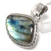 Natural Labradorite Gemstone 925 Solid Sterling Silver Gift Pendant 1.50" y8H73