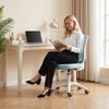 Office Chair, Armless Computer Desk Chair with Breathable Mesh, Adjustable Height, Swivel Wheels, Light Blue