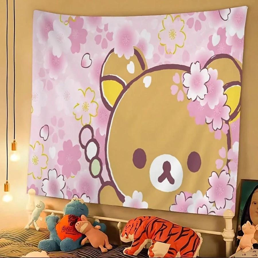 Популярный Милый R Rilakkuma Персонаж Мультфильм Гобелен Искусство Научная Фантастика Комната Домашний Декор Искусство Домашний Декор
