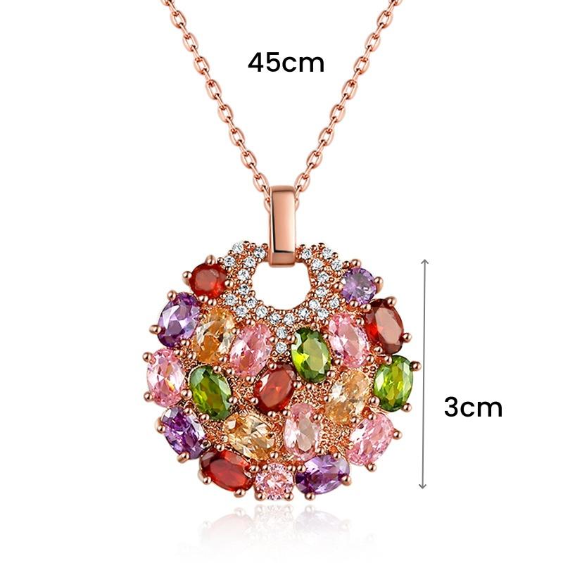 Женское блестящее разноцветное ожерелье с подвеской из циркона, разноцветные цветы, розовое золото, ювелирные изделия, аксессуары