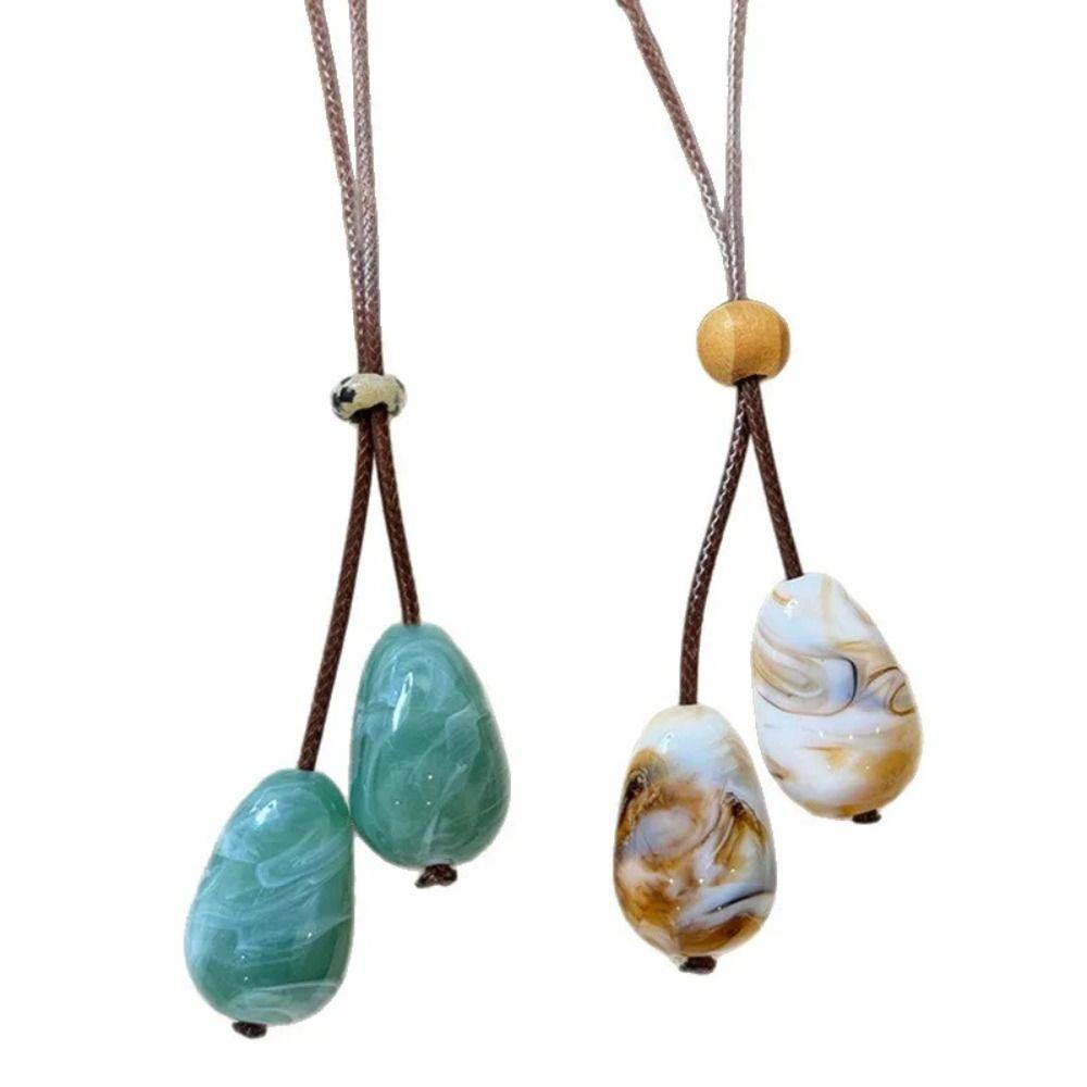 Adjustable Long Oval Necklace Resin Sweater Chain Trendy Clavicle Chain  Gift