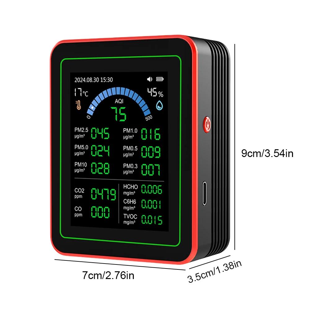 18 In 1 Professional Air Quality Detector Sensors Detect CO2 PM2.5/PM10 HCHO TVOC Portable Air Quality Tester for Home & Office