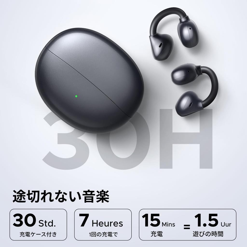 ClipBuds Bluetooth Манжеты для ушей Технология шумоподавления 12-мм титановый драйвер 30 часов общего времени воспроизведения 4 микрофона IPX5 Водонепроницаемые ИИ-вызовы Шум