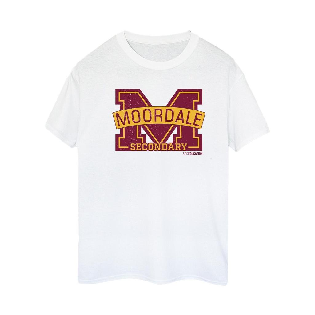 Netflix Womens/Ladies Sex Education Moordale Cracked M Logo 2 Cotton Boyfriend T-Shirt