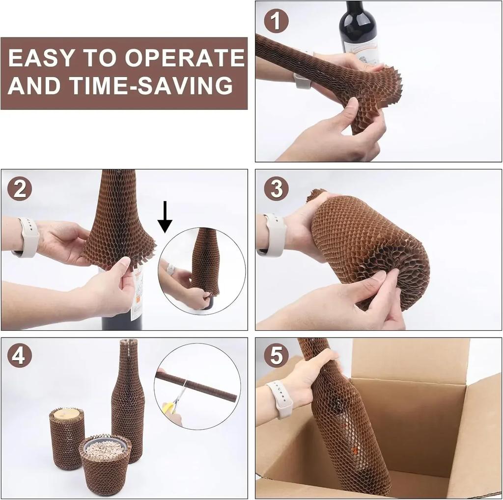 Защитные рукава для винных бутылок из сотовой бумаги, 16 шт. Многоразовые рукава для стеклянных бутылок для ликера для авиаперелетов, транспортировки