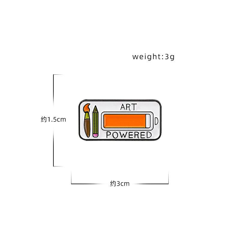 Cartoon Enamel Alloy Brooch Alphabet Paint Brush Battery Shape Cute Badge for Backpack Clothes Decoration Fashion Accessory