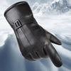 1 пара зимних теплых перчаток из искусственной кожи, ветрозащитные, морозостойкие, перчатки для велоспорта из ПУ, мужские флисовые перчатки для сенсорных экранов