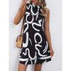 Brush Print Mock Neck Dress, Sleeveless Dress For Spring & Summer, Women's Clothing