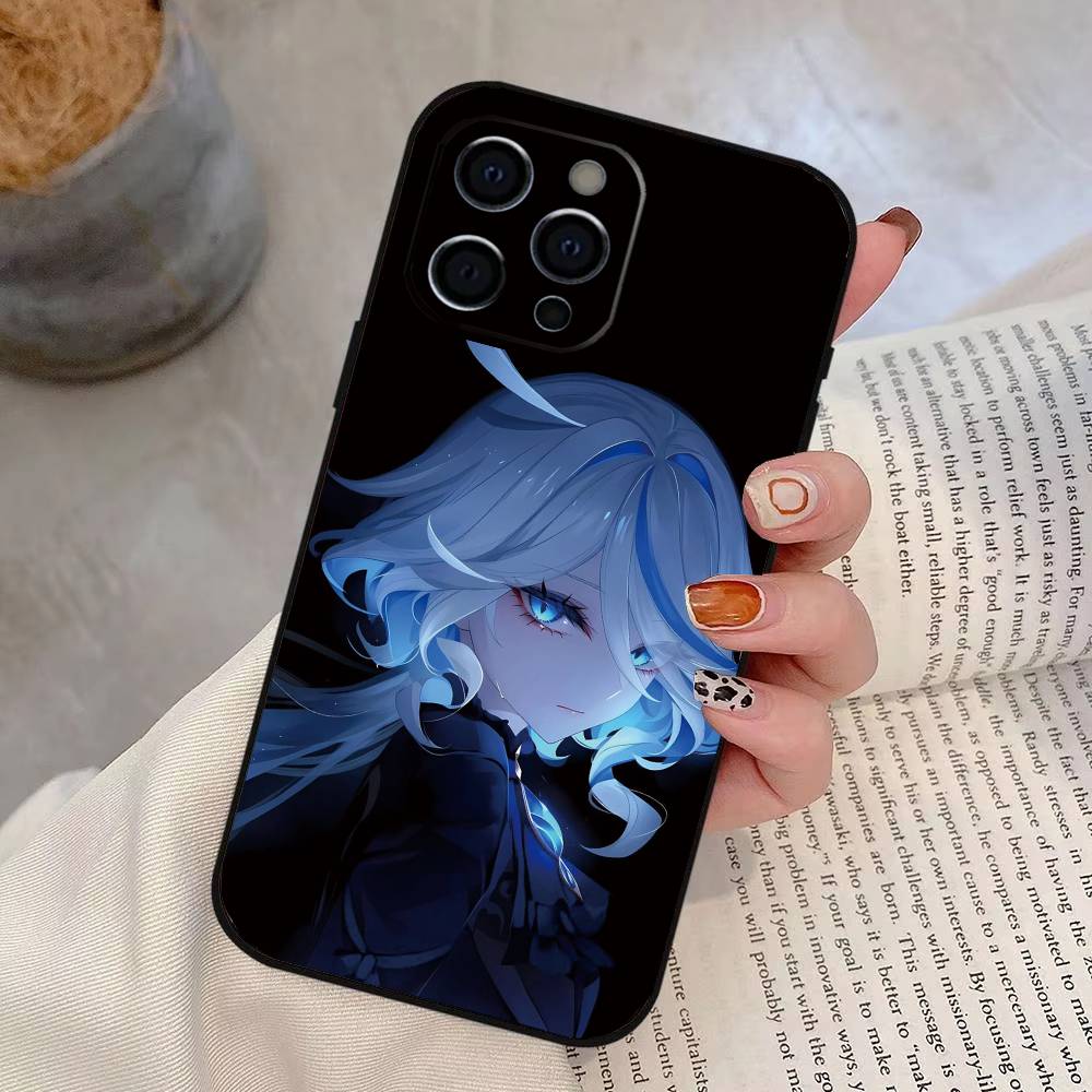 Genshin Impact Фурина Чехол для телефона для iPhone 17,16,15,14,13,12,11 Plus,Pro Max,XS,Мягкий силиконовый черный чехол