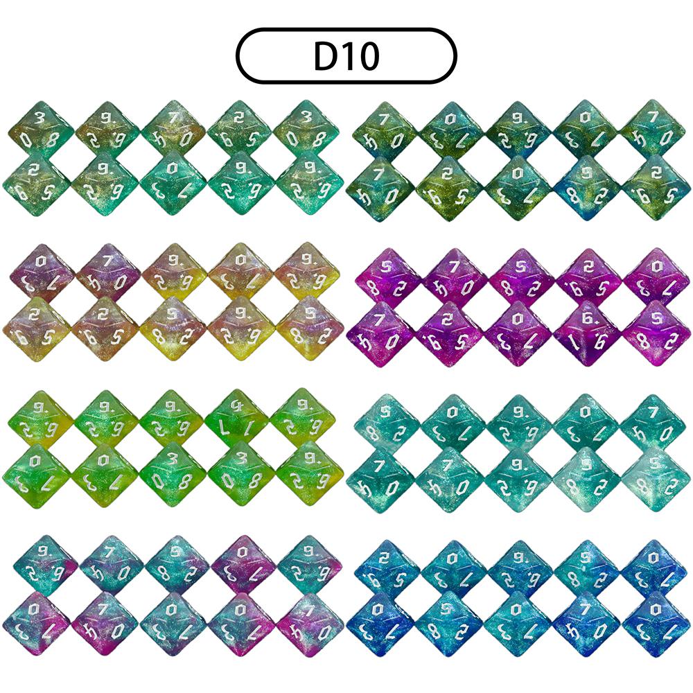 10шт TRPG D10 игральные кости для DNDGame 10 сторонних игральных костей настольный набор многогранных игральных костей, как игрушечный комплект