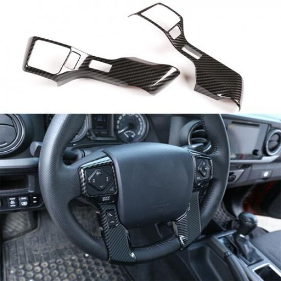 ABS Carbon Fiber Steering Wheel Button Cover Trim for Toyota Tacoma 2016-