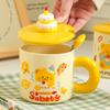 Креативная мультяшная керамическая кружка с медведем, с крышкой и ложкой, бытовая, для кофе, для пары, для воды, подарочная коробка высокой ценности