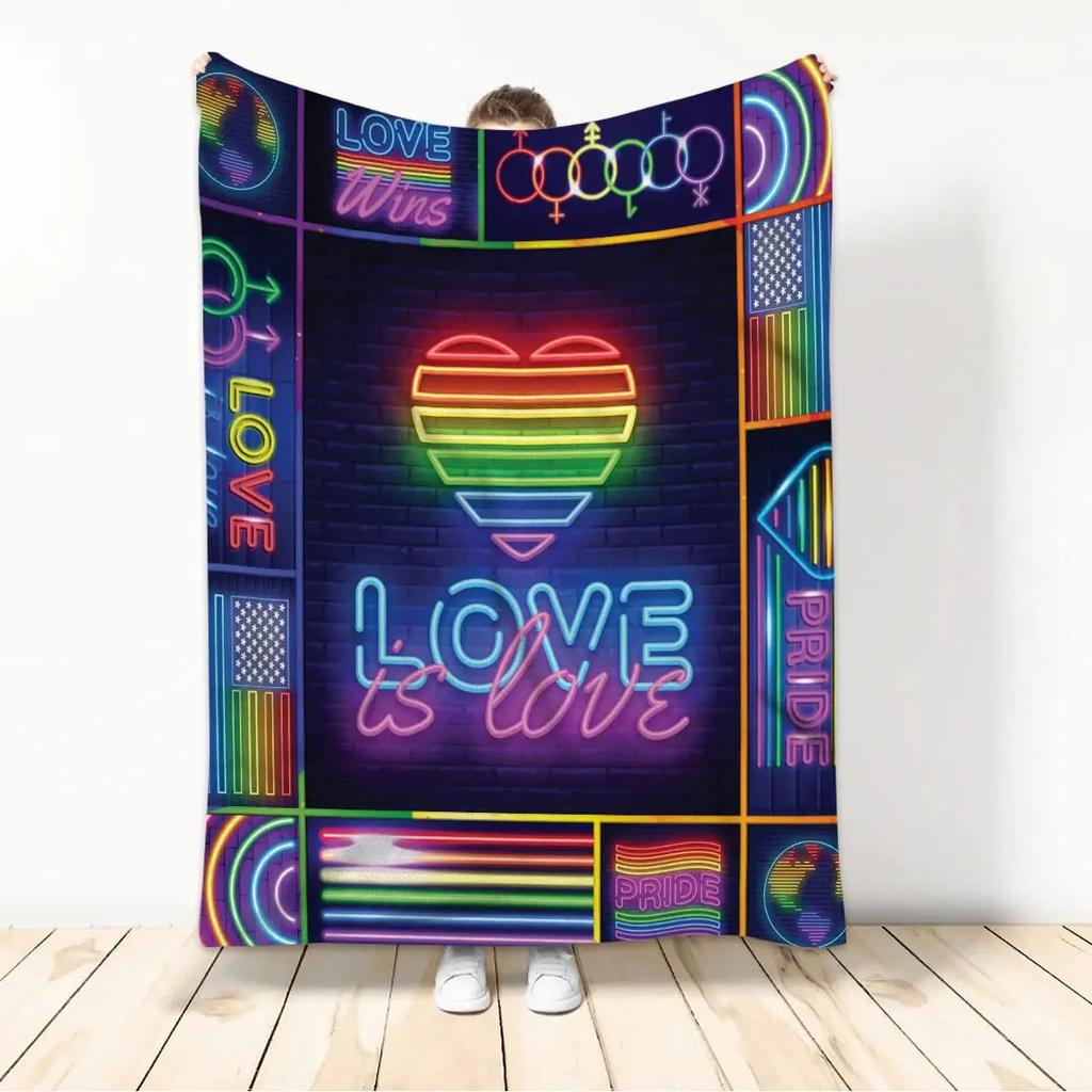 Throw Blankets LGBT Gay Pride Lesbian Rainbow Flannel Blanket for Couch Sofa Blankets Large Bedding Gifts for Christmas New Year