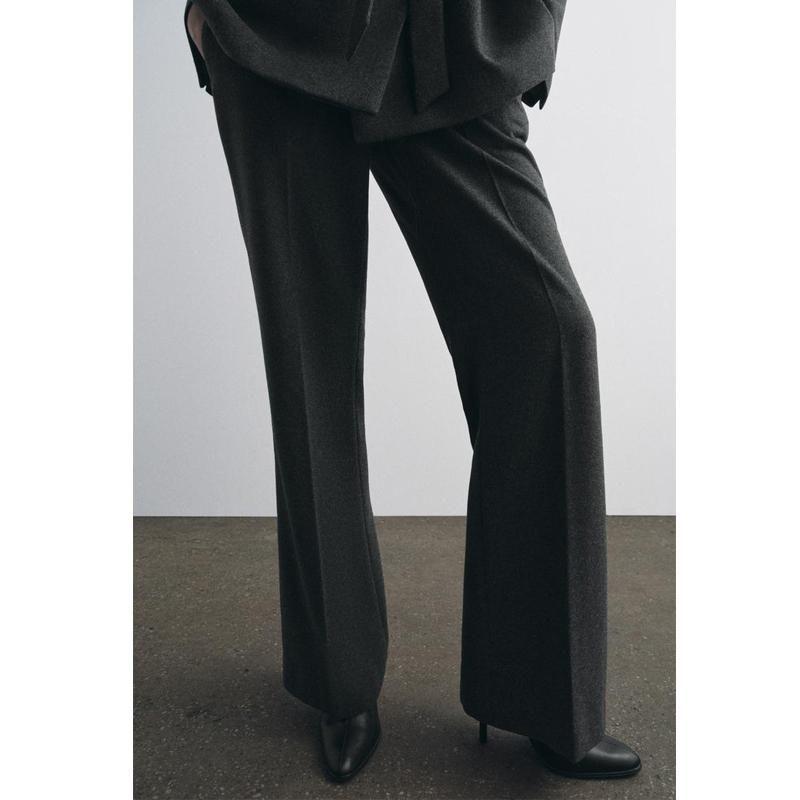 Fall and Winter New Women's Clothing Wool Blend with Belt Suit Outwear 3736248 Straight-Leg Trousers 3736259