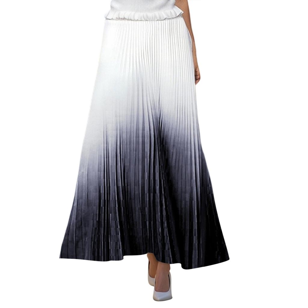 Женская повседневная плиссированная юбка с градиентом, плиссированная юбка А-силуэта, юбка-шарнир длиной до пола