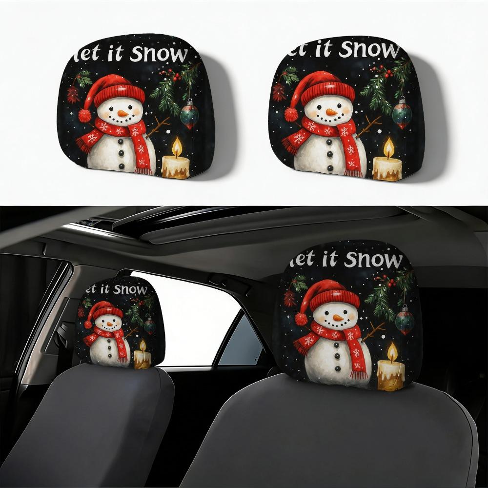 2pcs Universal Christmas Car Headrest Cover Ideal for Road Trips, Pickin