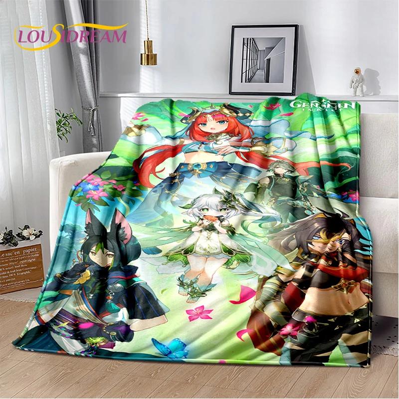 Новый Персонаж Genshin Impact Одиночная Мультяшная Игра Мягкое Одеяло, Мягкое Пледовое Одеяло для Дома Спальни Кровати Дивана Пикника Подарок Ребенку