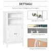 Bathroom Cabinet with Adjustable Shelves and Cabinet with 2 Doors, Multipurpose Wooden Bathroom Cabinet, White, 50x30x93cm
