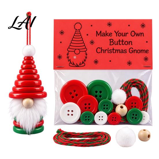 DIY Ornament Making Set Christmas Button Pendant Craft Kit for Kids Adults Handmade Santa Hat/Bell/Gnome/Wreath Hanging Gift Children with
