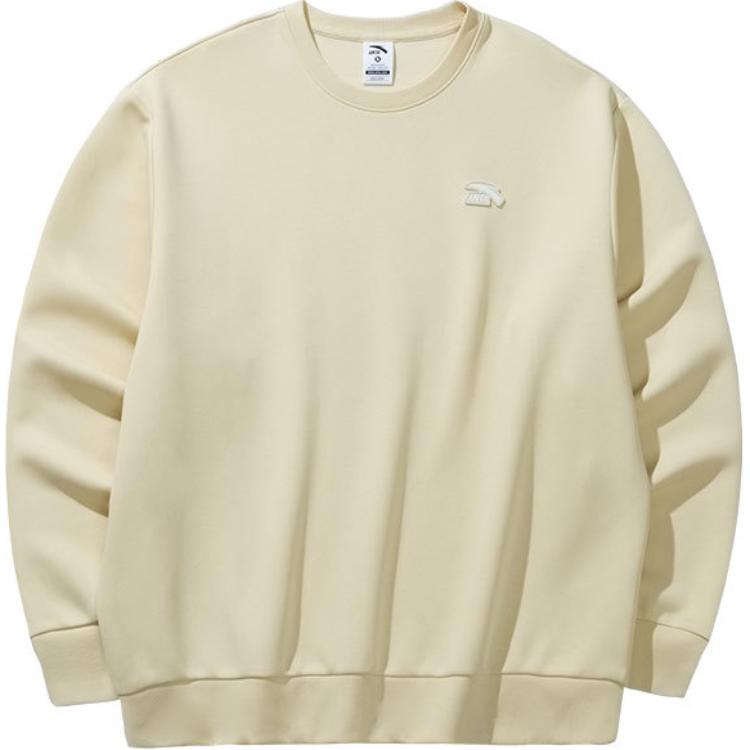 Anta Casual Comfortable Round Neck Pullover Sweatshirt Unisex Tops Light-Cream 972448710-5