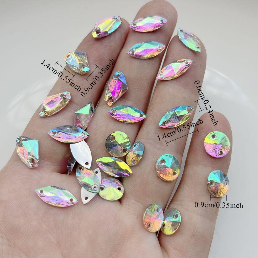 100 блестящих круглых/маркизных страз из смолы с двумя отверстиями для пришивания, подходящих для украшения платья, изготовления DIY-украшений, скрапбукинга