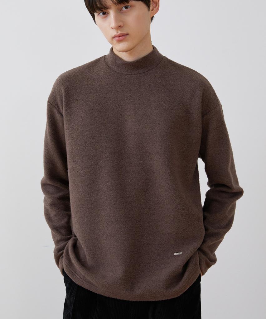 TRIP LE SENS Brushed Half Turtleneck T-Shirt_Brown