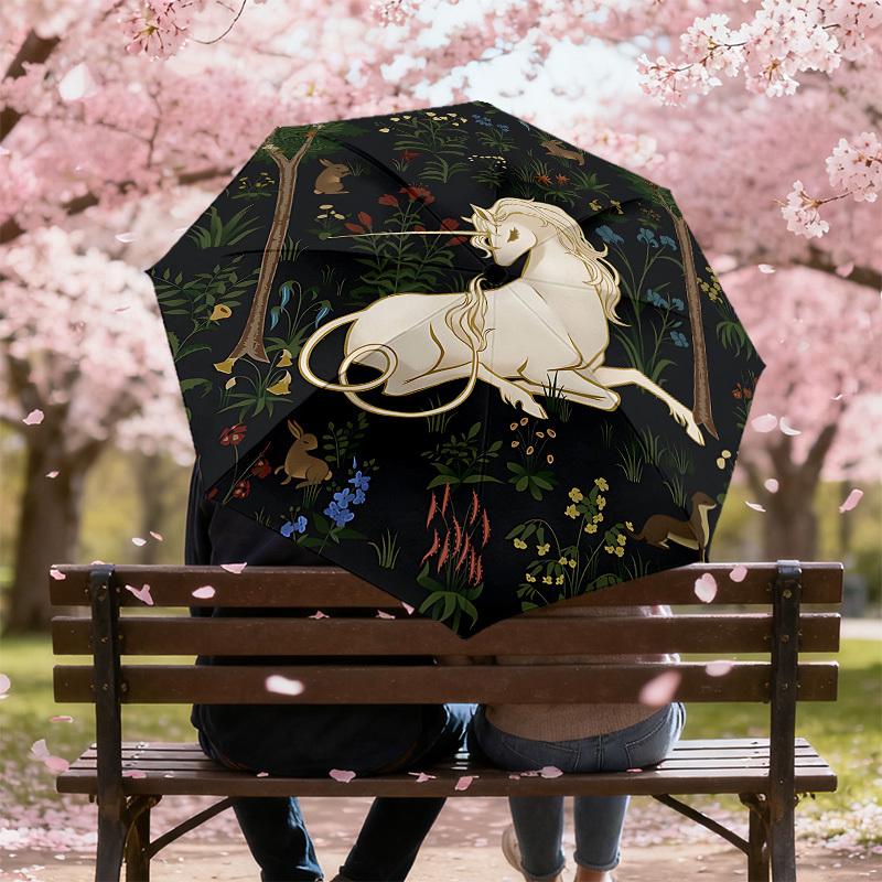1PC unicorn forest Umbrella-8-Rib Reinforced, Automatic Open, Lightweight & Durable, Cute Fashion Accessory for Outdoor-A1294
