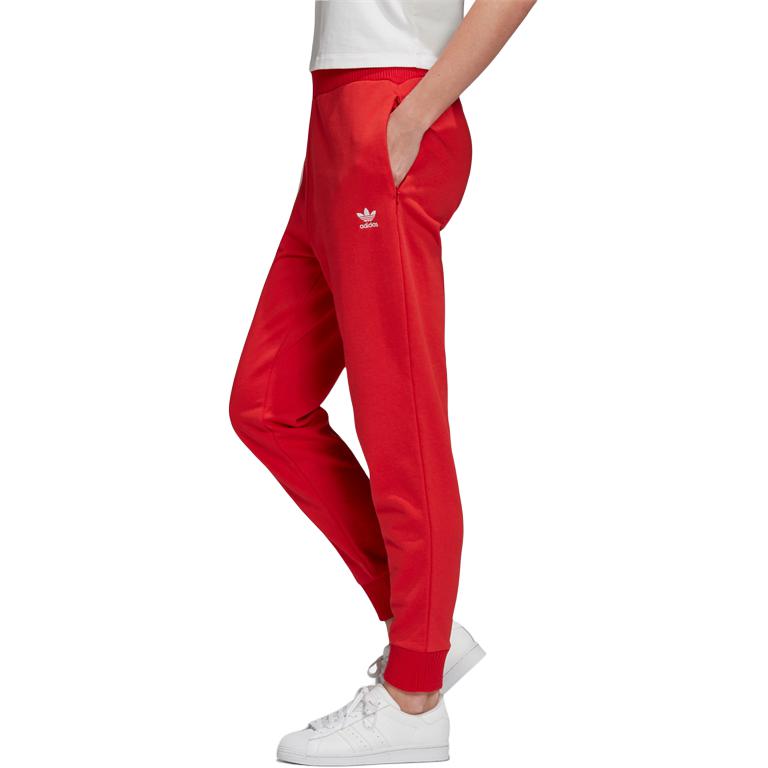 adidas Оригинальные женские брюки с манжетами и логотипом, красные FU1741