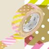 Polka Dot and Stripe Masking Tape - Pink and Yellow - 1.5 Cm X 7 M