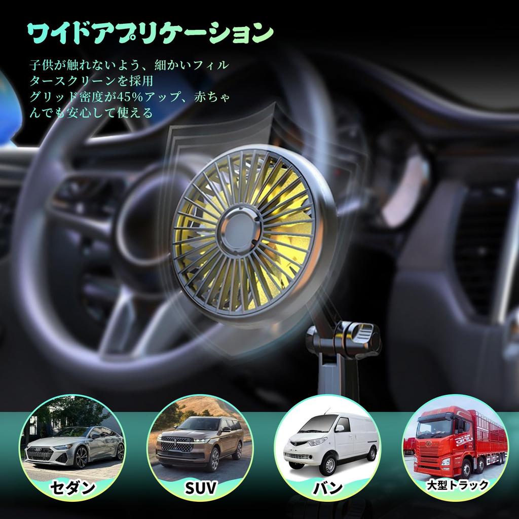 AUSTYLCO Car Fan, Car Fan, Cup Holder Fan for Car, Double Headed Fan, Colorful