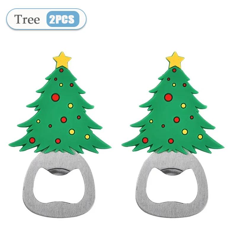 1-10PC Christmas Magnetic Bottle Opener Santa Claus Beer Eagle Silicone Fridge Magnet Kitchen Tool Holiday Gift Party Home Decor