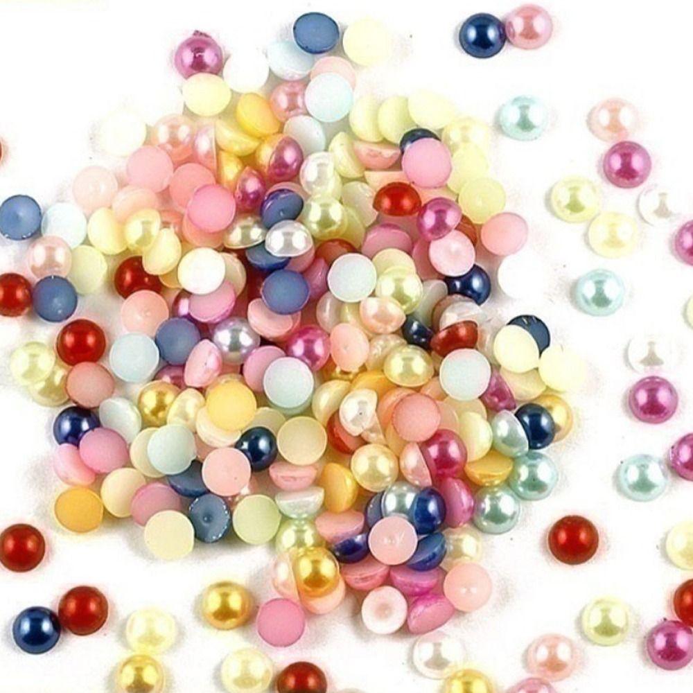 1000 шт., бусины из АБС-пластика с плоской задней частью, полукруглые свободные бусины, новый искусственный жемчуг, сделай сам, декоративный дизайн ногтей
