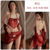 Women's Sheer Mesh Hanfu Bib Top Lace Up Role Play Costume Lingerie Set