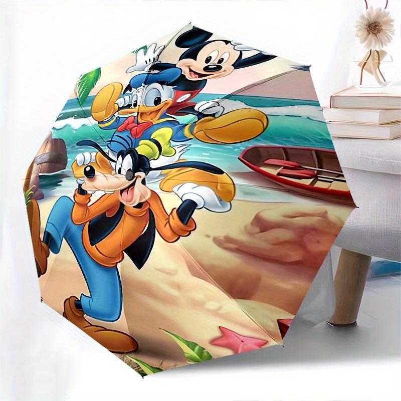 Goofy Donald Duck Mickey Automatic Opening and Closing Umbrella - Small Umbrella Suitable for Various Occasions, Portable 3-Fold Small Umbre
