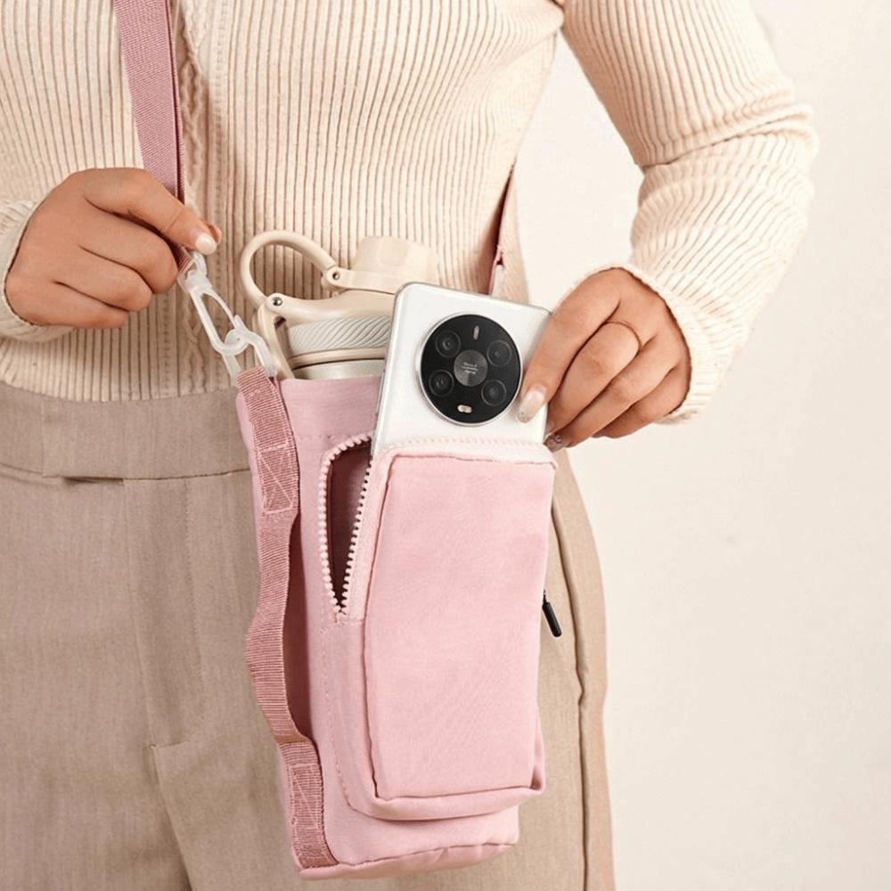 With Phone Pocket Water Cup Bags with Keychain & Mountaineering Button Bottle Carrier Bag Unisex