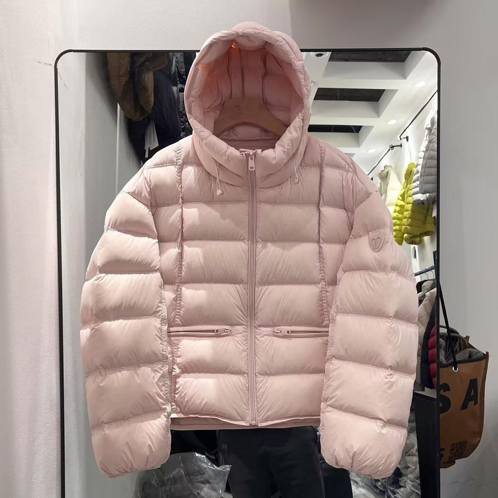 Small scissors European ribs stand-up collar down jacket women's winter new loose white duck down hooded warm jacket