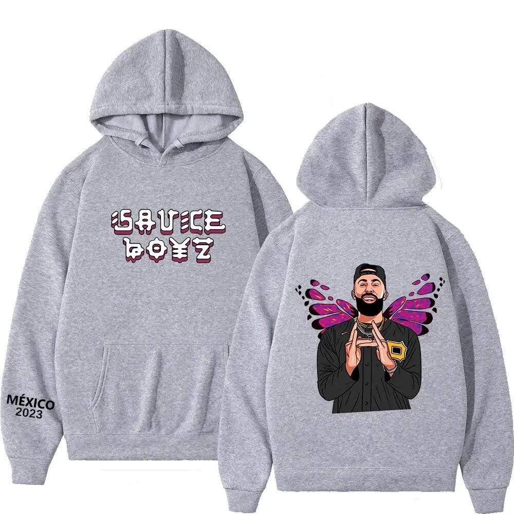 Толстовка с капюшоном для рэпера Eladio Carrion Sauce Boyz Monarca, толстовки с принтом унисекс, большие толстовки с длинными рукавами в стиле Харадзюку, уличная одежда унисекс