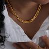Хип-хоп рок стиль Цепочки из нержавеющей стали Ожерелье для женщин Позолоченное 18 карат Водонепроницаемое Не тускнеющее Женское массивное ожерелье