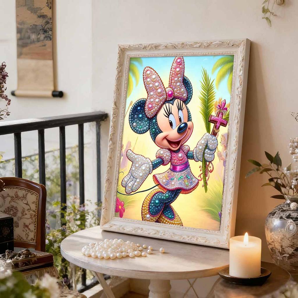 Disney Жемчужная Живопись Минни Пасхальная Пальмовая Ветка Креативное Искусство 5D Жемчучная Вышивка Набор для Вышивания Крестиком Ручная Работа DIY Декор для Дома и Комнаты Подарок