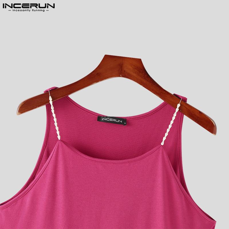 INCERUN Летние мужские топы без рукавов на бретелях, жилет для вечеринок и клубов