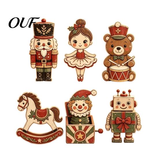 Vintage Xmas Party Table Decor 6Pcs Christmas Wooden Tabletop Signs, Sign Decor, Santa Winter Holiday Home Accents Snowman Reindeer Gingerbread House