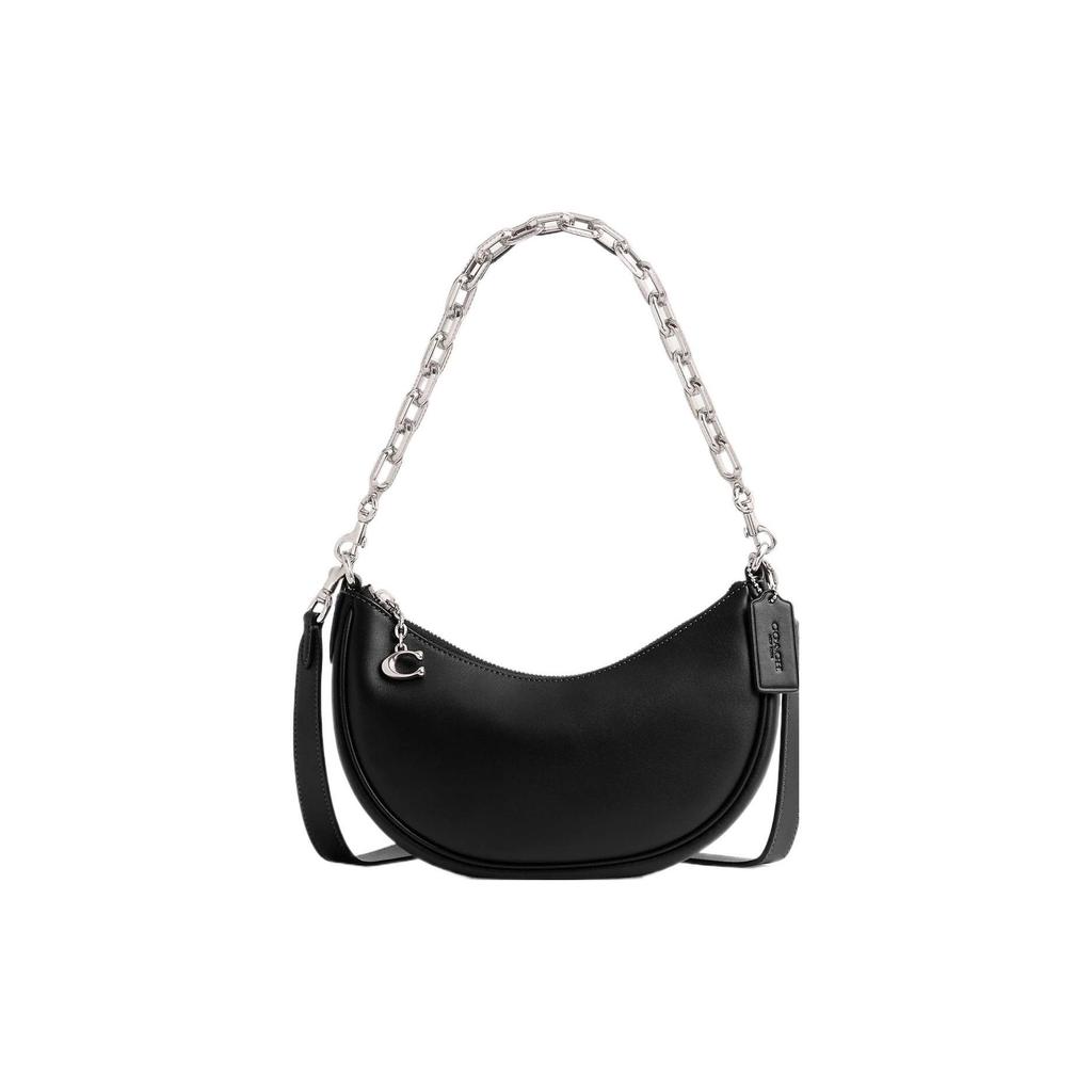 COACH Mira Glove Tanned Leather Crescent Bag, Portable Crossbody Bag, Shoulder Bag Medium Women's Black CM583-LHBLK