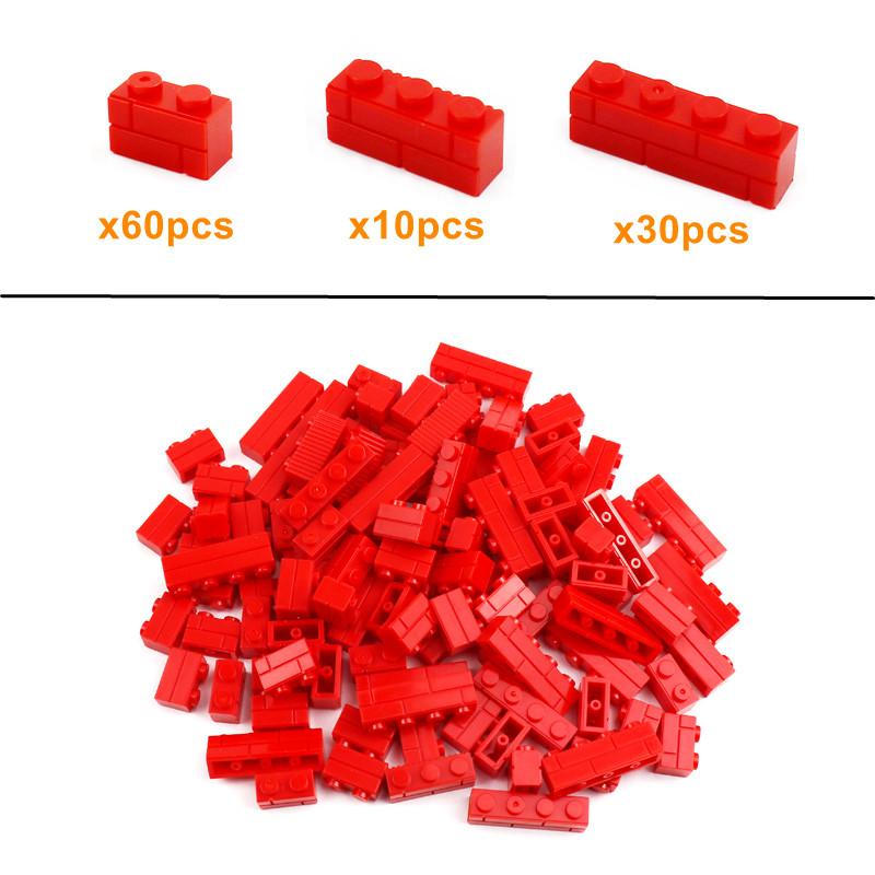 100 шт. Кубики MOC 1x2 1x3 1x4 Стена Куб Дома Строительные Блоки Город Созданные Аксессуары Собирает Мелкие Детали DIY Игрушка для Мальчиков