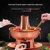 Электрическая фиолетовая медная двухфункциональная кастрюля для хот-пота: Регулируемая температура Шабу-Шабу Баранина Баранина Уголь и Подогреваемая Медная Кастрюля с Вилкой для Домашнего Использования