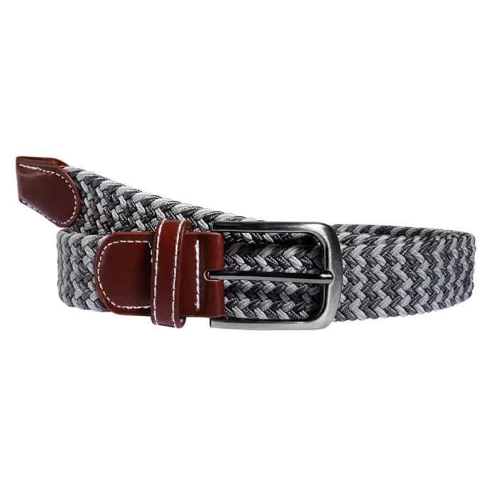 Ceinture textile - 100 cm - Polyester - Gris/Marron - Largeur 3,2 cm