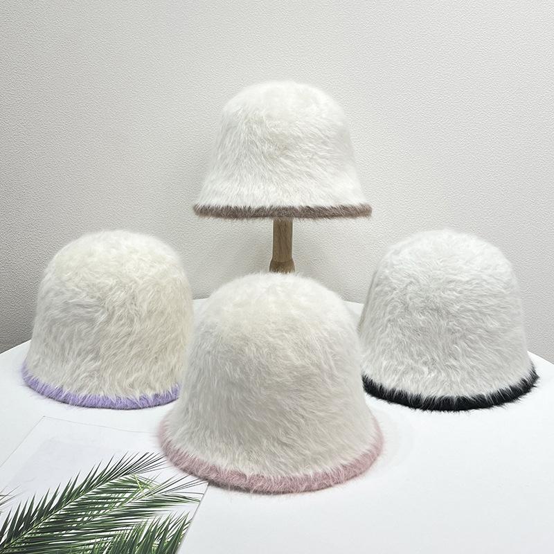 New Plush Fisherman Hat for Women Warm Autumn and Winter Hat Sweet and Cute Knitted Hat