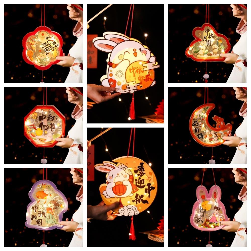 Handmade Transparent Rabbit Lantern Cartoon Lantern DIY Material Package  For Women