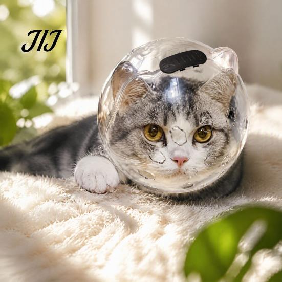 Cat Nail Clipping Mask Clear Helmet Muzzle, Breathable Anti Bite Kitten Astronaut Helmet, Prevents Biting Chewing, Grooming for Aggressive Cats Muzzle